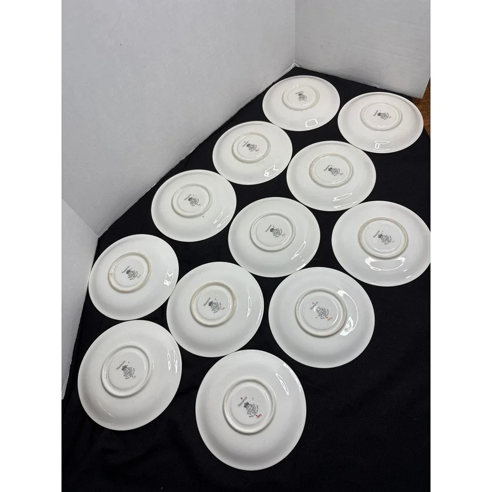 Royal Worcester Marquis Saucers Set‎ (12) Floral Design Fine Bone China England
